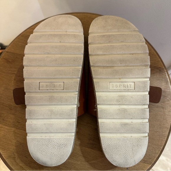 Esprit Brielle Sandals Womens Size 6.5M Brown Chestnut Cork Like Base White Heel - Picture 10 of 14